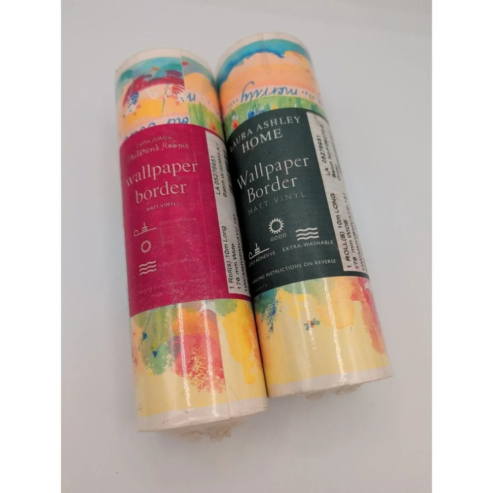 Lot of 2 Laura Ashley Row Your Boat Multi Border Wallpaper Matt Vinyl 10m 176mm